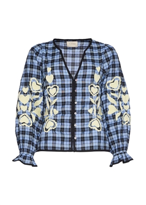 Fran bluse Blue Check Sissel Edelbo 